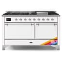 Majestic II 60 UM15FDQNS3RAC Freestanding Dual Fuel Range with 9 Sealed Burners with Griddle Double Oven with Solid Door with Chrome knobs view 1