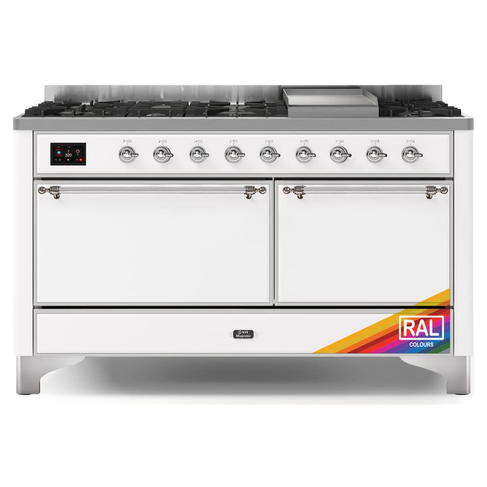 Majestic II 60 UM15FDQNS3RAC Freestanding Dual Fuel Range with 9 Sealed Burners with Griddle Double Oven with Solid Door with Chrome knobs