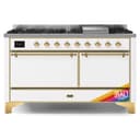 Majestic II 60 UM15FDQNS3RAG Freestanding Dual Fuel Range with 9 Sealed Burners with Griddle Double Oven with Solid Door with Brass knobs view 1