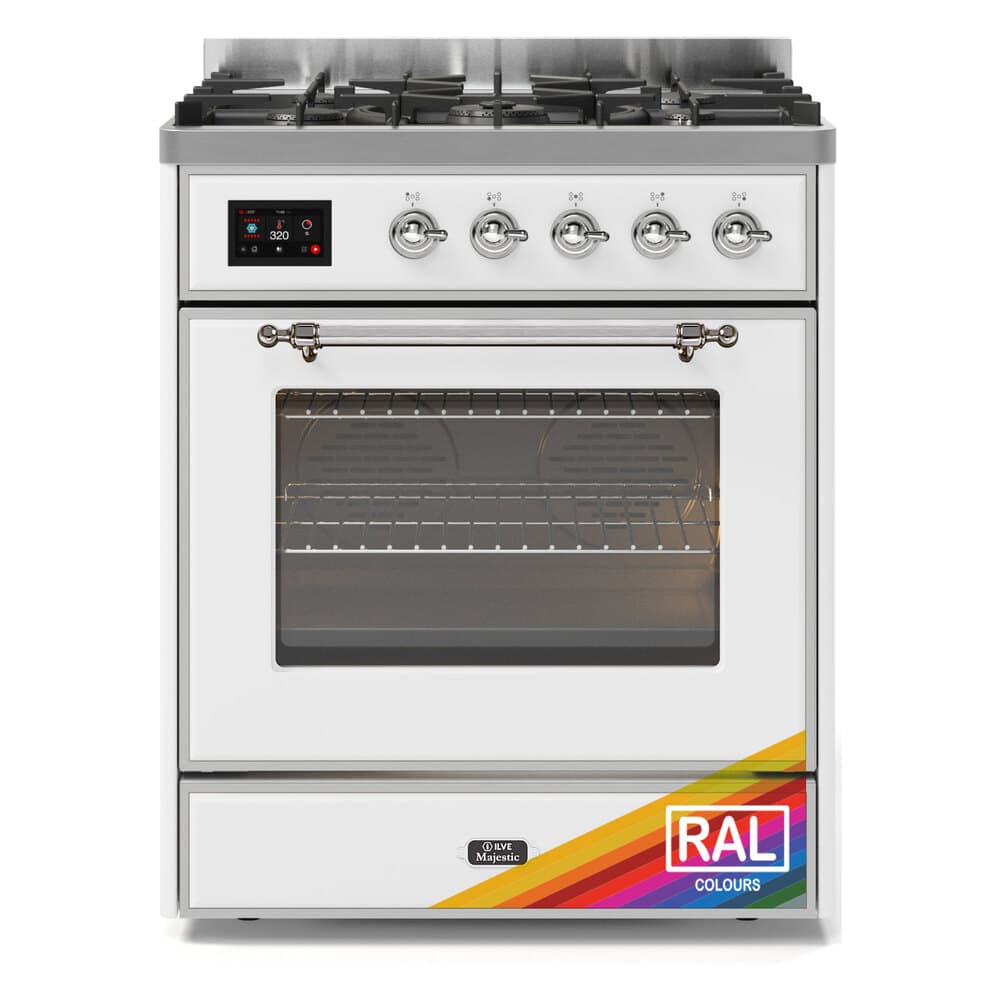 Majestic II 30 UM30DNE3RAC Freestanding Dual Fuel Range with 5 Sealed Burners Single Oven with Triple Glass Door with Chrome knobs