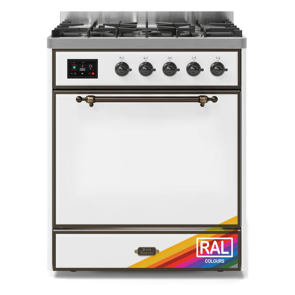 Majestic II 30 UM30DQNE3RAB Freestanding Dual Fuel Range with 5 Sealed Burners Single Oven with Solid Door with Bronze knobs