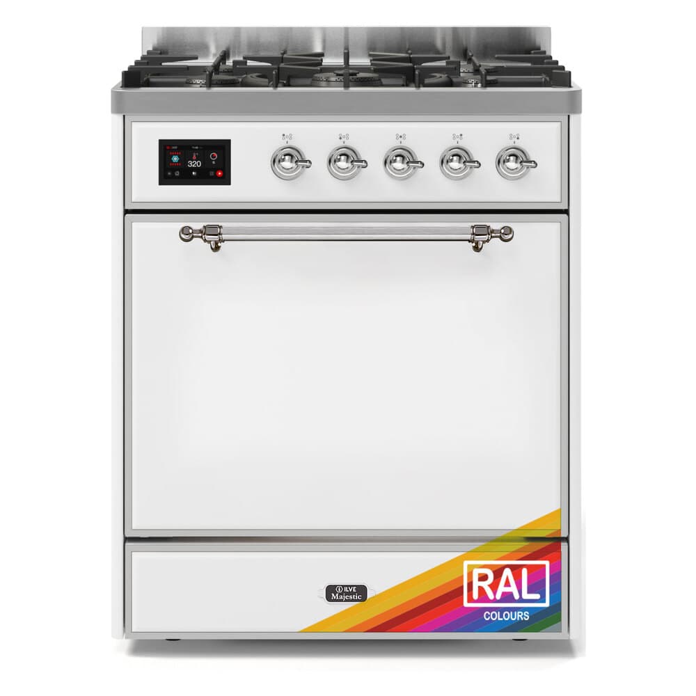 Majestic II 30 UM30DQNE3RAC Freestanding Dual Fuel Range with 5 Sealed Burners Single Oven with Solid Door with Chrome knobs