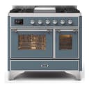 Majestic II Series 40 inch Freestanding Dual Fuel Range with Natural Gas, 6 Sealed Brass Burners, Double Ovens, 3.82 cu. ft. Total Oven Capacity, Griddle, Convection Oven, Continuous Grates, Viewing Window, Warming Drawer, with Chrome Trim view 1