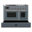 Majestic II Series 40 inch Freestanding Dual Fuel Range with Natural Gas, 6 Sealed Brass Burners, Double Ovens, 3.82 cu. ft. Total Oven Capacity, Griddle, Convection Oven, Continuous Grates, Viewing Window, Warming Drawer, with Chrome Trim view 6