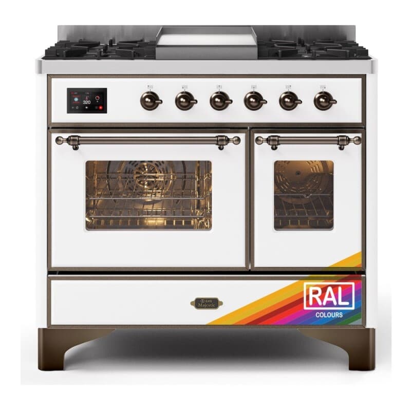 Majestic II 40 UMD10FDNS3RAB Freestanding Dual Fuel Range with 6 Sealed Burners with Griddle Double Oven with Triple Glass Door with Bronze knobs