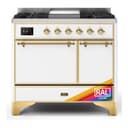 Majestic II 40 UMD10FDQNS3RAG Freestanding Dual Fuel Range with 6 Sealed Burners with Griddle Double Oven with Solid Door with Brass knobs view 1
