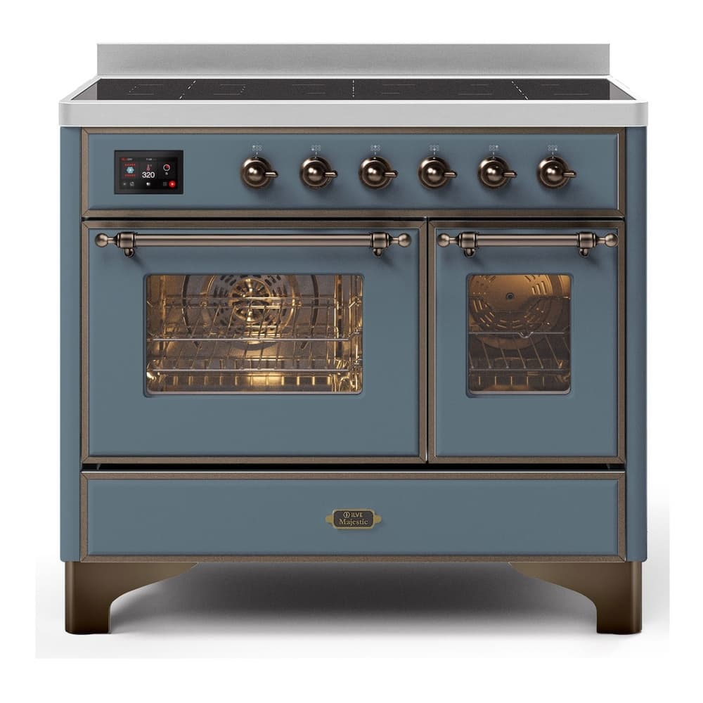 Majestic II Series 40 inch Freestanding Electric Induction Range with 6 Elements, Smoothtop Cooktop, 3.82 cu. ft. Total Oven Capacity, Convection Oven, Viewing Window, Storage Drawer, with Bronze Trim