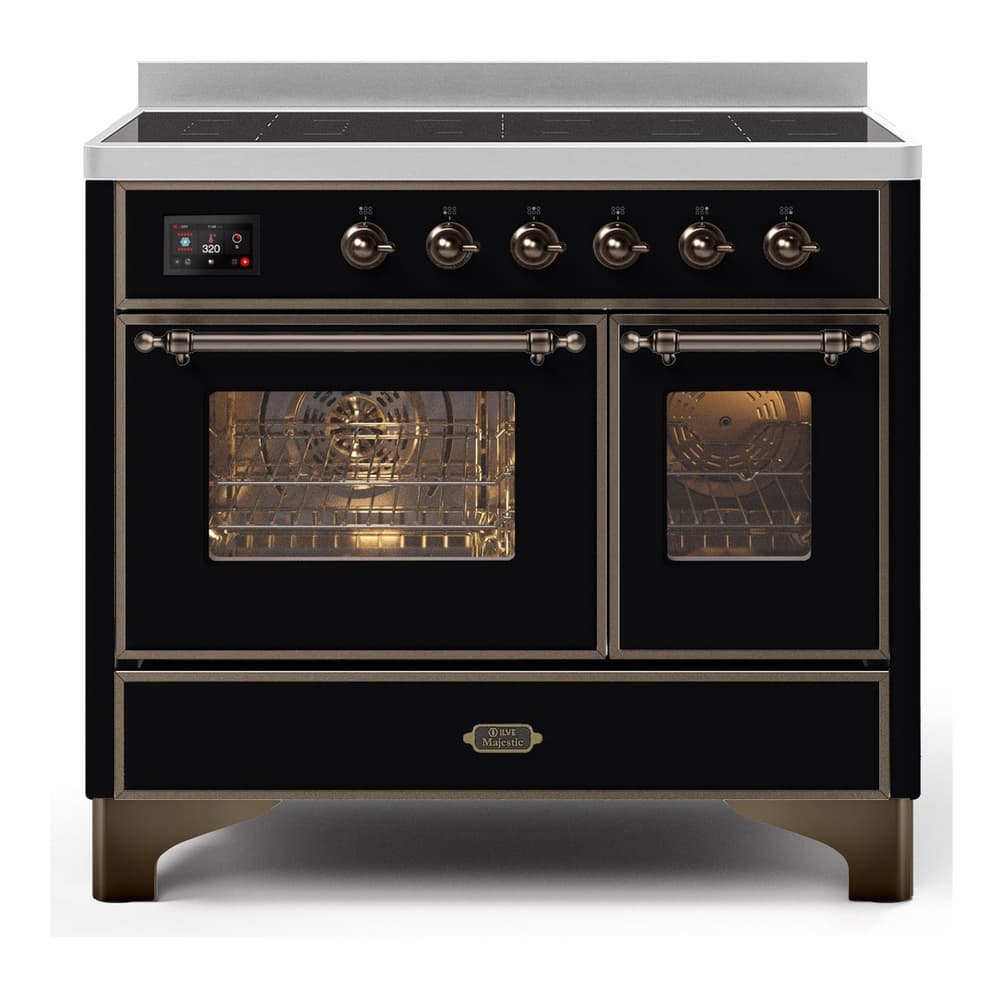 Majestic II Series 40 inch Freestanding Electric Induction Range with 6 Elements, Smoothtop Cooktop, 3.82 cu. ft. Total Oven Capacity, Convection Oven, Viewing Window, Warming Drawer, with Bronze Trim