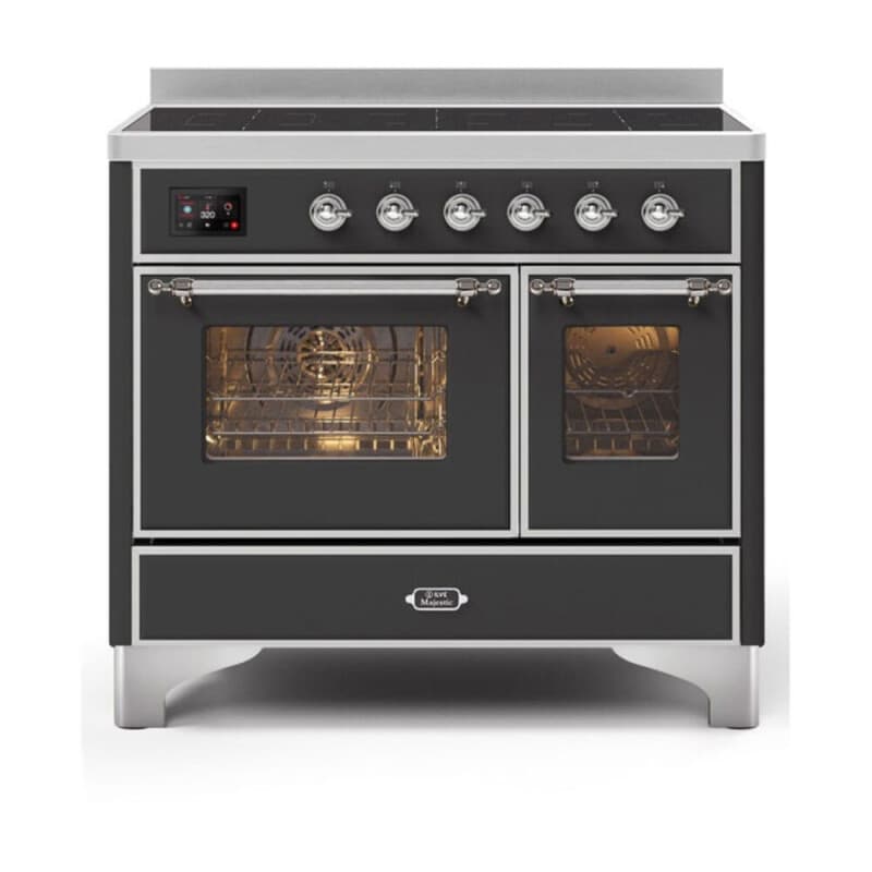 Majestic II Series 40 inch Freestanding Electric Induction Range with 6 Elements, Smoothtop Cooktop, 3.82 cu. ft. Total Oven Capacity, Convection Oven, Viewing Window, Warming Drawer, with Chrome Trim