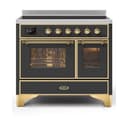 Majestic II Series 40 inch Freestanding Electric Induction Range with 6 Elements, Smoothtop Cooktop, 3.82 cu. ft. Total Oven Capacity, Convection Oven, Viewing Window, Warming Drawer, with Brass Trim view 1