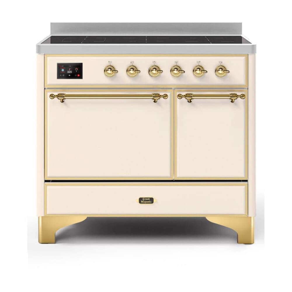 Majestic II Series 40 inch Freestanding Electric Induction Range with 6 Elements, Smoothtop Cooktop, 3.82 cu. ft. Total Oven Capacity, Convection Oven, Warming Drawer, with Brass Trim