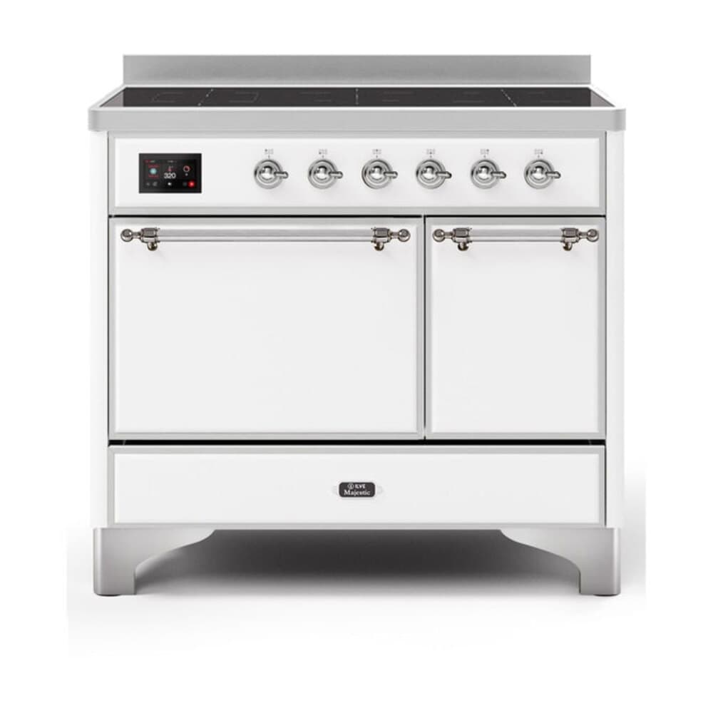 Majestic II Series 40 inch Freestanding Electric Induction Range with 6 Elements, Smoothtop Cooktop, 3.82 cu. ft. Total Oven Capacity, Convection Oven, Warming Drawer, with Chrome Trim