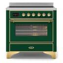 Majestic II Series 36 inch Freestanding Electric Induction Range with 5 Elements, Smoothtop Cooktop, 3.5 cu. ft. Total Oven Capacity, Convection Oven, Viewing Window, Warming Drawer, with Brass Trim view 1