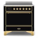 Majestic II Series 36 inch Freestanding Electric Induction Range with 5 Elements, Smoothtop Cooktop, 3.5 cu. ft. Total Oven Capacity, Convection Oven, Warming Drawer, with Brass Trim view 1