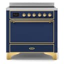 Majestic II Series 36 inch Freestanding Electric Induction Range with 5 Elements, Smoothtop Cooktop, 3.5 cu. ft. Total Oven Capacity, Convection Oven, Warming Drawer, with Brass Trim view 1
