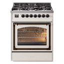 Nostalgie II Noblesse 30″ Dual Fuel Range  (Natural Gas, Triple Glass Door, Antique White, Burnished) view 1