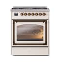 Nostalgie II Noblesse 30″ Dual Fuel Range  (Liquid Propane, Triple Glass Door, Antique White, Burnished) view 3