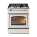 Nostalgie II Noblesse 30″ Dual Fuel Range  (Natural Gas, Triple Glass Door, Antique White, Chrome) view 1