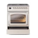 Nostalgie II Noblesse 30″ Dual Fuel Range  (Natural Gas, Triple Glass Door, Antique White, Chrome) view 5