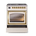 Nostalgie II Noblesse 30″ Dual Fuel Range  (Natural Gas, Triple Glass Door, Antique White, Brass) view 5