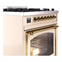 Nostalgie II Noblesse 30″ Dual Fuel Range  (Natural Gas, Triple Glass Door, Antique White, Brass) view 6