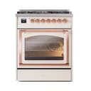 Nostalgie II Noblesse 30″ Dual Fuel Range  (Liquid Propane, Triple Glass Door, Antique White, Copper) view 3