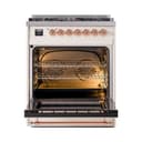 Nostalgie II Noblesse 30″ Dual Fuel Range  (Liquid Propane, Triple Glass Door, Antique White, Copper) view 4