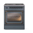Nostalgie II Noblesse 30″ Dual Fuel Range  (Natural Gas, Triple Glass Door, Blue Grey, Burnished) view 3