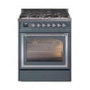 Nostalgie II Noblesse 30″ Dual Fuel Range  (Natural Gas, Triple Glass Door, Blue Grey, Chrome) view 1