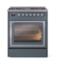 Nostalgie II Noblesse 30″ Dual Fuel Range  (Natural Gas, Triple Glass Door, Blue Grey, Chrome) view 3