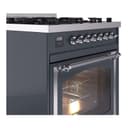 Nostalgie II Noblesse 30″ Dual Fuel Range  (Natural Gas, Triple Glass Door, Blue Grey, Chrome) view 6