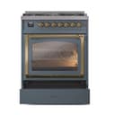 Nostalgie II Noblesse 30″ Dual Fuel Range  (Liquid Propane, Triple Glass Door, Blue Grey, Brass) view 5