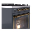 Nostalgie II Noblesse 30″ Dual Fuel Range  (Liquid Propane, Triple Glass Door, Blue Grey, Brass) view 6