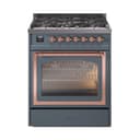 Nostalgie II Noblesse 30″ Dual Fuel Range  (Natural Gas, Triple Glass Door, Blue Grey, Copper) view 1