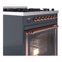 Nostalgie II Noblesse 30″ Dual Fuel Range  (Natural Gas, Triple Glass Door, Blue Grey, Copper) view 6