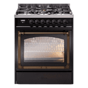Nostalgie II Noblesse 30″ Dual Fuel Range  (Natural Gas, Triple Glass Door, Glossy Black, Burnished) view 1