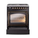 Nostalgie II Noblesse 30″ Dual Fuel Range  (Natural Gas, Triple Glass Door, Glossy Black, Burnished) view 5