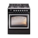 Nostalgie II Noblesse 30″ Dual Fuel Range  (Natural Gas, Triple Glass Door, Glossy Black, Chrome) view 1