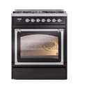 Nostalgie II Noblesse 30″ Dual Fuel Range  (Natural Gas, Triple Glass Door, Glossy Black, Chrome) view 3