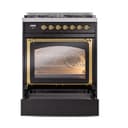 Nostalgie II Noblesse 30″ Dual Fuel Range  (Natural Gas, Triple Glass Door, Glossy Black, Brass) view 5