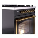 Nostalgie II Noblesse 30″ Dual Fuel Range  (Natural Gas, Triple Glass Door, Glossy Black, Brass) view 6