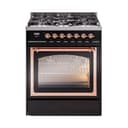 Nostalgie II Noblesse 30″ Dual Fuel Range  (Natural Gas, Triple Glass Door, Glossy Black, Copper) view 1