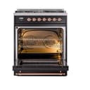Nostalgie II Noblesse 30″ Dual Fuel Range  (Natural Gas, Triple Glass Door, Glossy Black, Copper) view 4