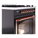 Nostalgie II Noblesse 30″ Dual Fuel Range  (Liquid Propane, Triple Glass Door, Glossy Black, Copper) view 6