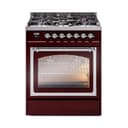 Nostalgie II Noblesse 30″ Dual Fuel Range  (Natural Gas, Triple Glass Door, Burgundy, Chrome) view 1