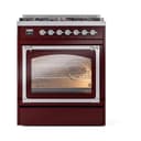 Nostalgie II Noblesse 30″ Dual Fuel Range  (Natural Gas, Triple Glass Door, Burgundy, Chrome) view 3