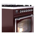 Nostalgie II Noblesse 30″ Dual Fuel Range  (Liquid Propane, Triple Glass Door, Burgundy, Chrome) view 6