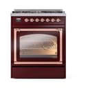 Nostalgie II Noblesse 30″ Dual Fuel Range  (Natural Gas, Triple Glass Door, Burgundy, Copper) view 3
