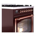 Nostalgie II Noblesse 30″ Dual Fuel Range  (Natural Gas, Triple Glass Door, Burgundy, Copper) view 6