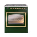 Nostalgie II Noblesse 30″ Dual Fuel Range  (Natural Gas, Triple Glass Door, Emerald Green, Brass) view 3